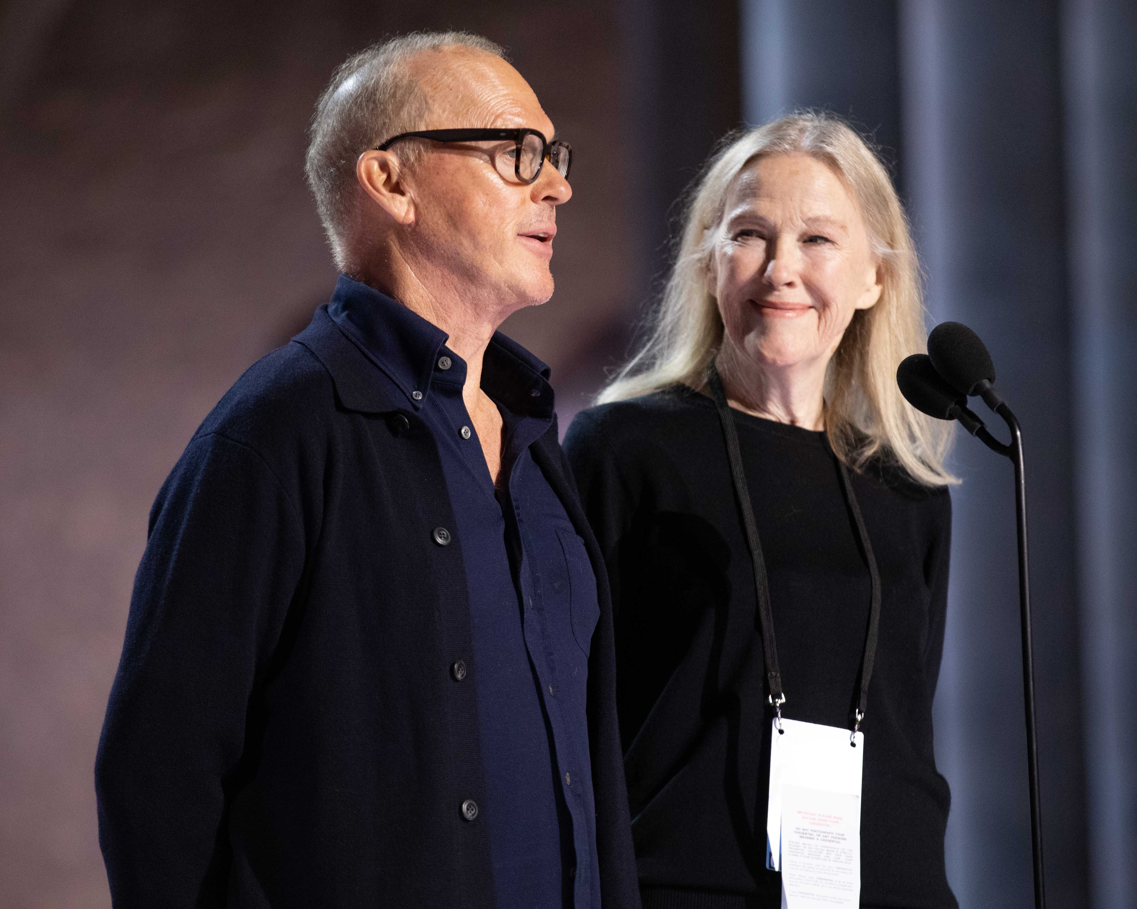 Michael Keaton and Catherine O'Hara at the 2024 Oscars rehearsal