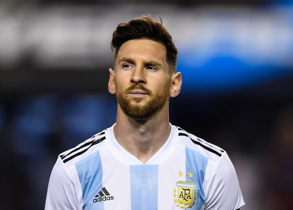 Lionel Messi before a friendly match between Argentina and Haiti on May 29, 2018. (Photo by Marcelo Endelli/Getty Images)
