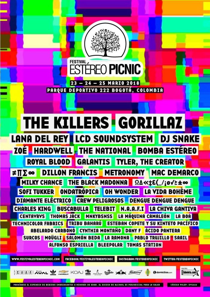 Festival Estéreo Picnic 2018 Lineup The Killers, Bomba Estéreo, More
