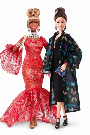 Celia Cruz and Julia Alvarez Barbie dolls
