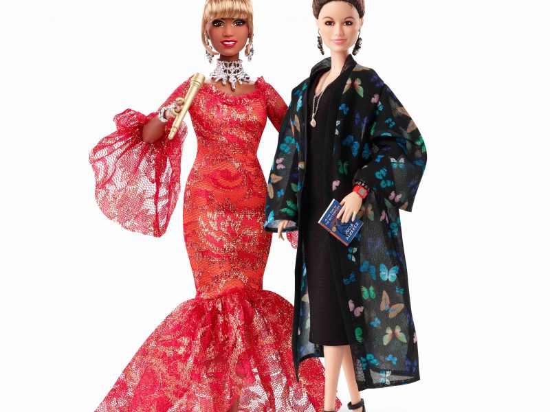 Celia Cruz and Julia Alvarez Barbie dolls