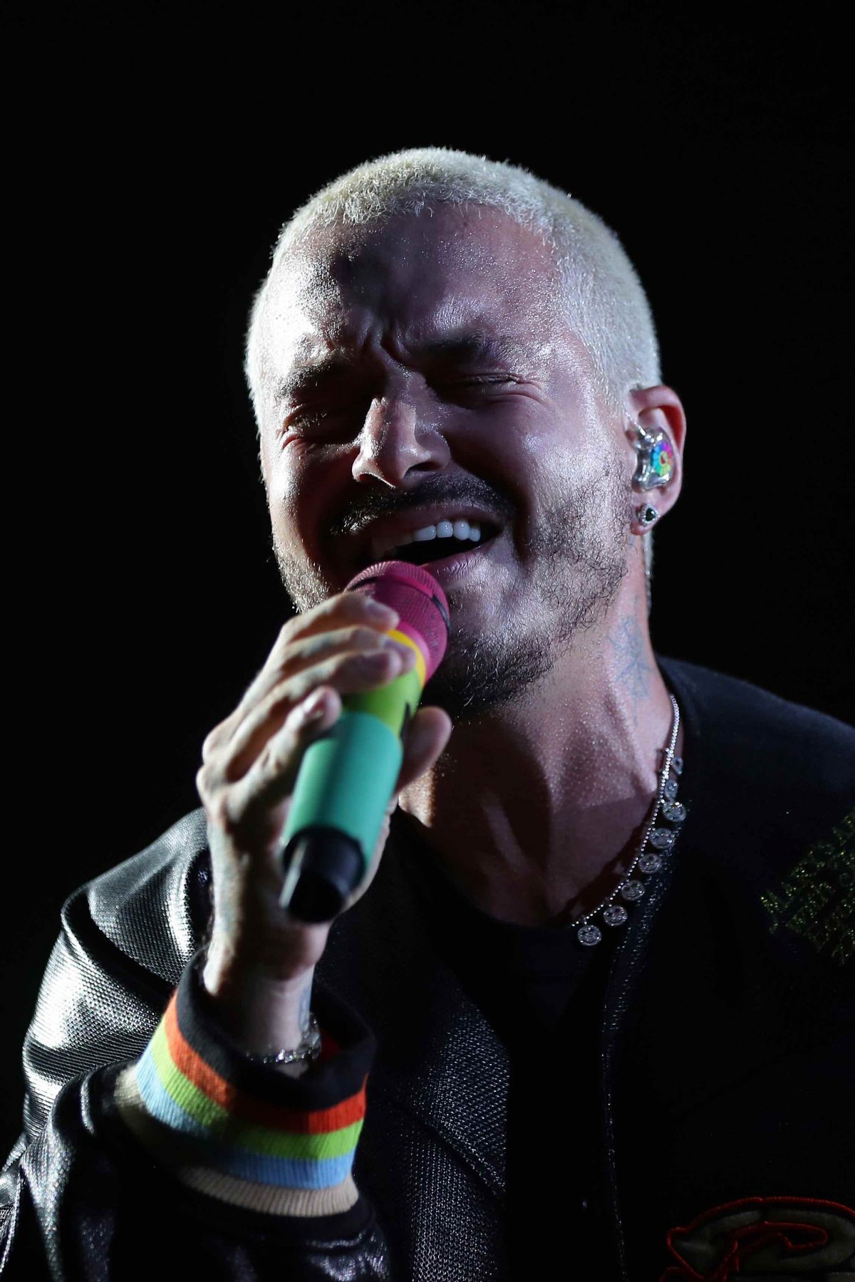 Colombian singer J Balvin performs on stage during the Uforia Latino Mix Live: Dallas at Dos Equis Pavilion on August 5, 2021 in Dallas, Texas.