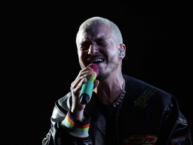 Colombian singer J Balvin performs on stage during the Uforia Latino Mix Live: Dallas at Dos Equis Pavilion on August 5, 2021 in Dallas, Texas.