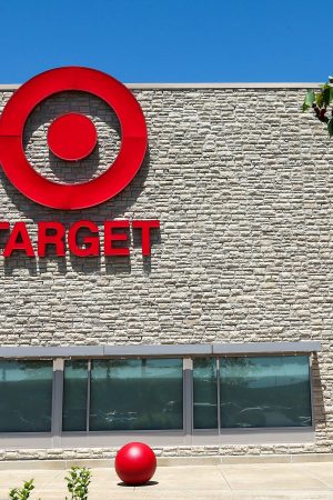 The bullseye logo is seen on the outside of a Target store