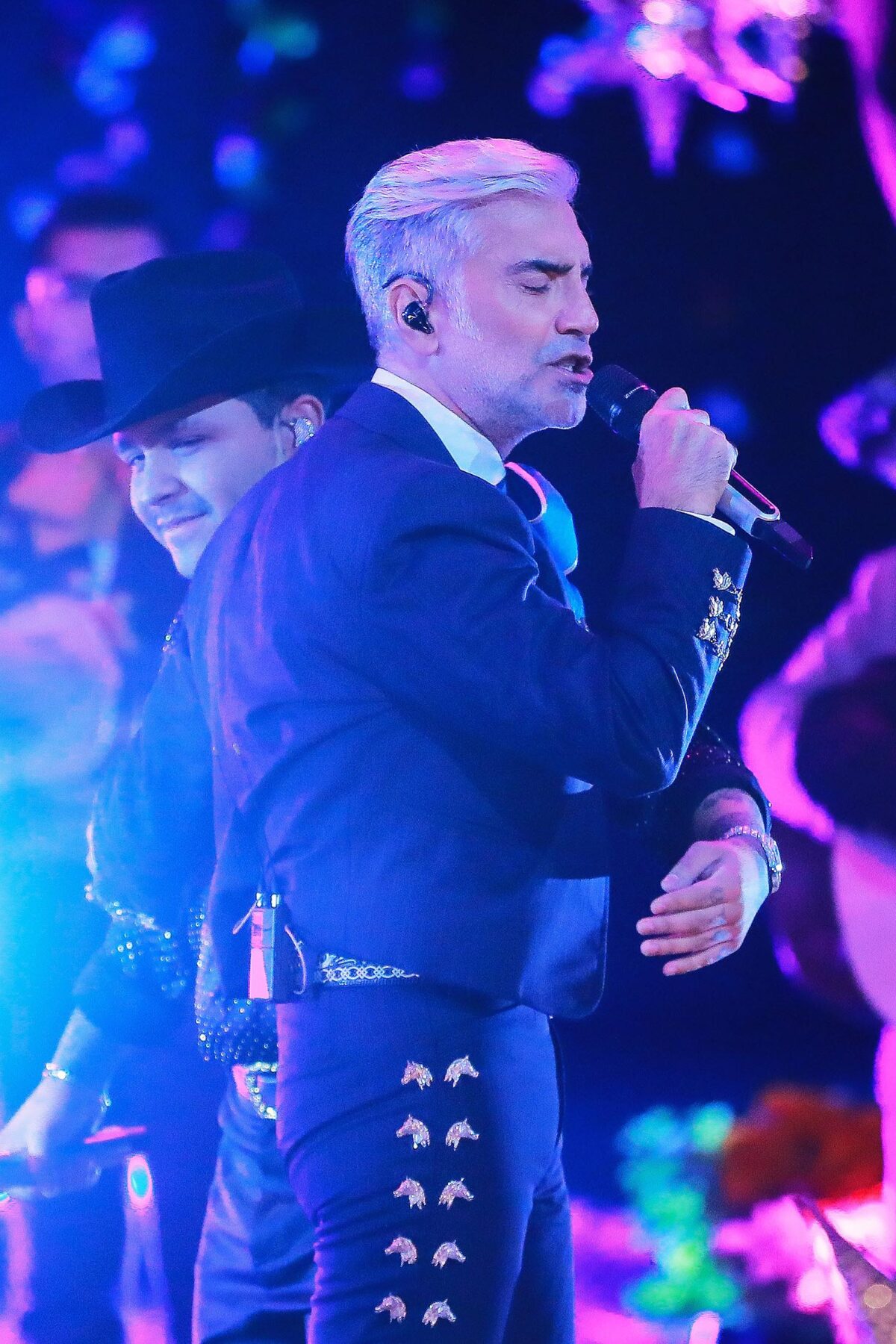 GUADALAJARA, MEXICO - OCTOBER 28: In this image released on November 19, Christian Nodal (L) and Alejandro Fernandez (R) performs at the 2020 Latin Grammy Awards on October 28, 2020, in Guadalajara, Mexico. The 2020 Latin Grammy's aired on November 19, 2020.