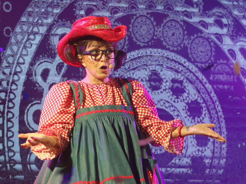 María Antonieta de las Nieves aka La Chilindrina performs on stage at Salon Las Tertulias on August 17, 2021 in Mexico City, Mexico. (Photo by Adrián Monroy/Medios y Media/Getty Images)