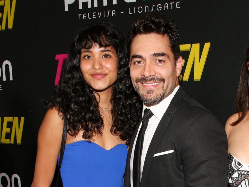 Actor Omar Chaparro (C) and his Daughter Andrea Chaparro. (Photo by Paul Archuleta/Getty Images)