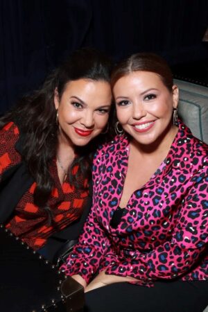 HOLLYWOOD, CALIFORNIA - NOVEMBER 10: Gloria Calderon Kellett (L) and Justina Machado in the Heineken Green Room at Vulture Festival Presented By AT&T at The Roosevelt Hotel on November 10, 2019 in Hollywood, California. (Photo by Rich Fury/Getty Images for New York Magazine)