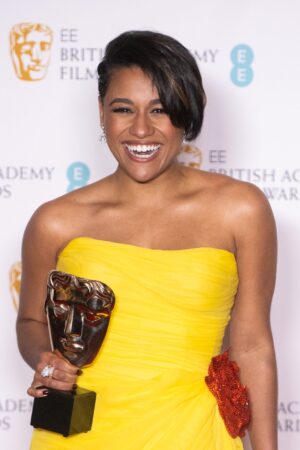 LONDON, ENGLAND - MARCH 13: Ariana DeBose, winner of the Best Supporting Actress award for "West Side Story", poses in the winners room at the EE British Academy Film Awards 2022 at Royal Albert Hall on March 13, 2022 in London, England. (Photo by Samir Hussein/WireImage)
