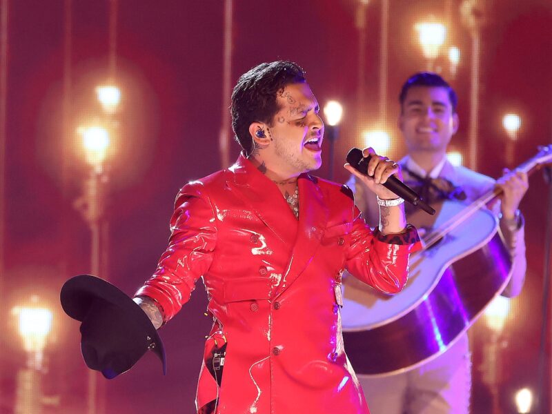 MIAMI, FLORIDA - FEBRUARY 24: Christian Nodal performs during Univision's 34th Edition Of Premio Lo Nuestro a la Música Latina at FTX Arena on February 24, 2022 in Miami, Florida. (Photo by John Parra/Getty Images for Univision)