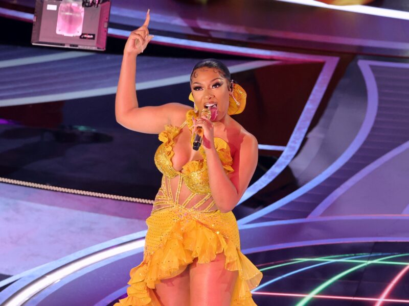 HOLLYWOOD, CALIFORNIA - MARCH 27: Megan Thee Stallion performs onstage during the 94th Annual Academy Awards at Dolby Theatre on March 27, 2022 in Hollywood, California. (Photo by Neilson Barnard/Getty Images)