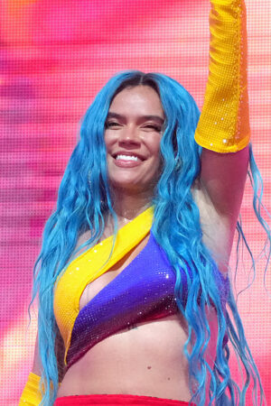 INDIO, CALIFORNIA - APRIL 17: Karol G performs onstage at the Coachella Stage during the 2022 Coachella Valley Music And Arts Festival on April 17, 2022 in Indio, California. (Photo by Kevin Mazur/Getty Images for Coachella)