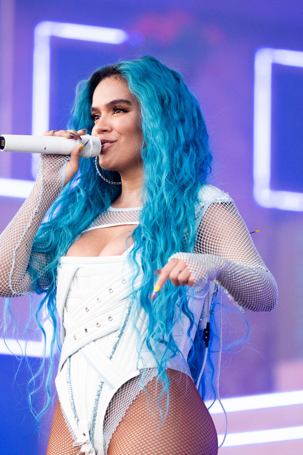 INDIO, CALIFORNIA - APRIL 24: Singer Karol G performs on the Main Stage during Weekend 2, Day 2 of the 2022 Coachella Valley Music & Arts Festival on April 24, 2022 in Indio, California. (Photo by Scott Dudelson/Getty Images for Coachella)