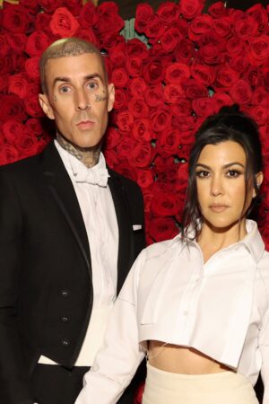 NEW YORK, NEW YORK - MAY 02: (Exclusive Coverage) Travis Barker and Kourtney Kardashian arrive at The 2022 Met Gala Celebrating "In America: An Anthology of Fashion" at The Metropolitan Museum of Art on May 02, 2022 in New York City. (Photo by Cindy Ord/MG22/Getty Images for The Met Museum/Vogue )