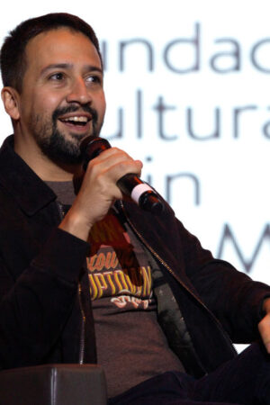 NEW YORK, NEW YORK - APRIL 08: Lin-Manuel Miranda speaks at Latin GRAMMY for The Schools Program Benefiting George Washington Educational Campus on April 08, 2022 in New York City. (Photo by Santiago Felipe/Getty Images)