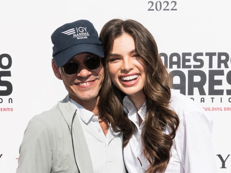 CORAL GABLES, FLORIDA - APRIL 05: (L-R) Marc Anthony and Nadia Ferreira attend the 2022 Maestro Cares Foundation's Celebrity Golf Tournament at Biltmore Hotel Miami-Coral Gables on April 05, 2022 in Coral Gables, Florida. (Photo by Jason Koerner/Getty Images)
