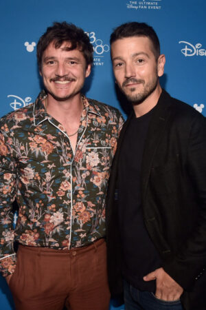 ANAHEIM, CALIFORNIA - AUGUST 23: (L-R) Pedro Pascal of 'The Mandalorian' and Diego Luna of 'What If...?' took part today in the Disney+ Showcase at Disney’s D23 EXPO 2019 in Anaheim, Calif. 'The Mandalorian' and 'What If...?' will stream exclusively on Disney+, which launches November 12. (Photo by Alberto E. Rodriguez/Getty Images for Disney)