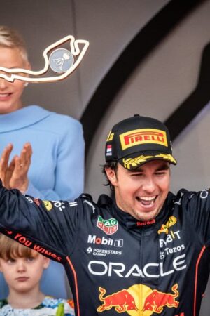 MONTE-CARLO, MONACO - MAY 29: Sergio Perez Mendoza (MEX) Oracle Red Bull Racing RB18 Honda, winner of the race seen during the F1 Grand Prix of Monaco 2022 at the Circuit de Monaco on May 29, 2022 in Monte-Carlo, Monaco. (Photo by Cristiano Barni ATPImages/Getty Images)