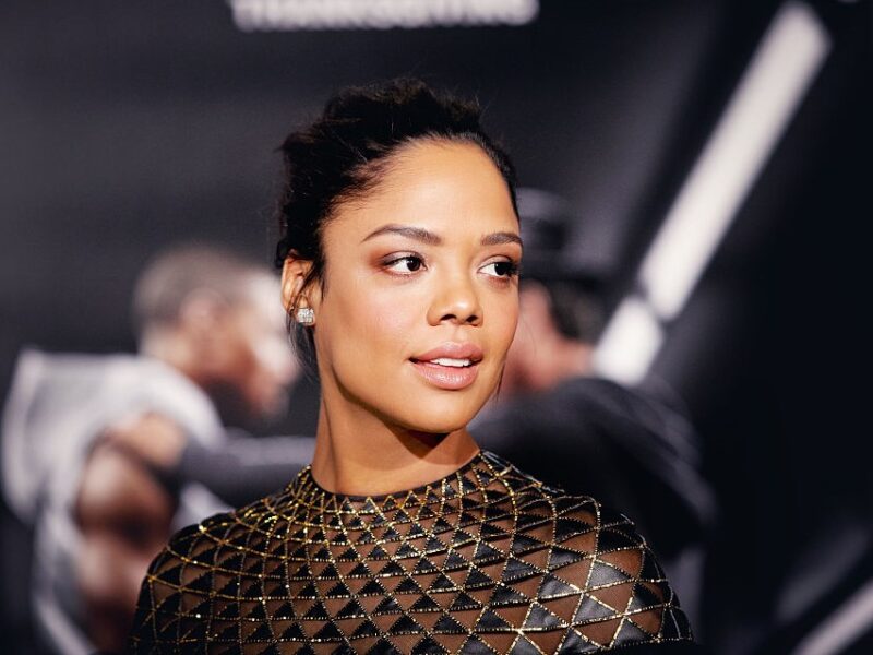 WESTWOOD, CA - NOVEMBER 19: (Editors Note: This image has been processed using digital filters) Tessa Thompson attends the premiere of Warner Bros. Pictures' 'Creed' at Regency Village Theatre on November 19, 2015 in Westwood, California. (Photo by Tibrina Hobson/Getty Images)