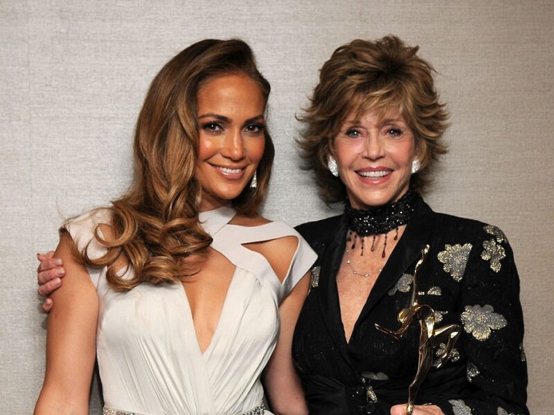 BEVERLY HILLS, CA - JUNE 04: Jennifer Lopez and honoree Jane Fonda pose at The UCLA Longevity Center's 20th Anniversary ICON Awards Gala at The Beverly Hilton hotel on June 4, 2011 in Beverly Hills, California. (Photo by Mark Sullivan/WireImage)