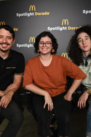Jazmin Aguilar, Jesus Celaya, and Lorena Russi pose at the McDonald's Spotlight Dorado Program