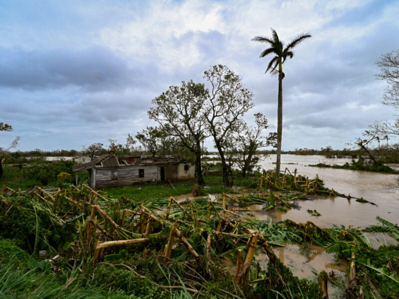 A damaged house is seen in San Juan y Martinez, Pinar del Rio Province, Cuba after the passage of Hurricane Ian, on September 27, 2022. - Powerful Hurricane Ian left a trail of destruction after battering western Cuba on Tuesday, while Florida battened down in preparation for a dangerous direct hit as the strengthening storm churns north. (Photo by ADALBERTO ROQUE / AFP) (Photo by ADALBERTO ROQUE/AFP via Getty Images)