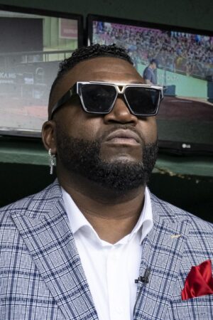 BOSTON, MA - JULY 26: Former Boston Red Sox designated hitter David Ortiz takes the field for a ceremony honoring his induction into the Baseball Hall of Fame ahead of a game against the Cleveland Guardians on July 26, 2022 at Fenway Park in Boston, Massachusetts. (Photo by Maddie Malhotra/Boston Red Sox/Getty Images)