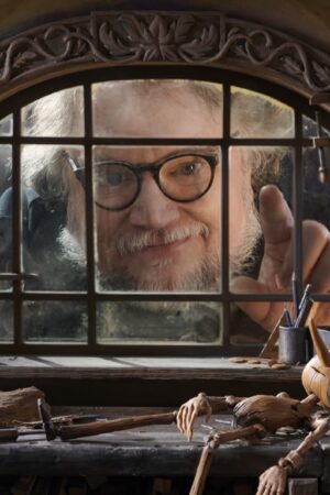 Guillermo del Toro on the set of Pinocchio