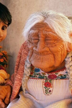Miguel and Mamá Coco from the Disney/Pixar movie Coco