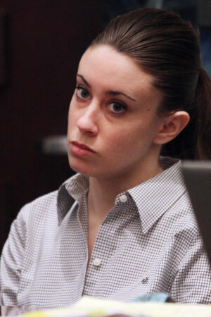 ORLANDO, FL - JUNE 30: Casey Anthony listens to testimony during her murder trial at the Orange County Courthouse on June 30, 2011 in Orlando, Florida. Anthony's defense attorneys argued that she didn't kill her two-year-old daughter Caylee, but that she accidentally drowned. (Photo by Red Huber-Pool/Getty Images)