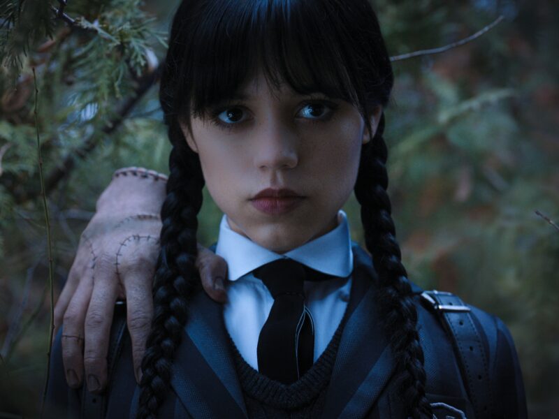Wednesday. (L to R) Thing, Jenna Ortega as Wednesday Addams in episode 104 of Wednesday. Cr. Courtesy of Netflix © 2022
