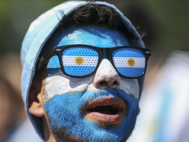 BUENOS AIRES, ARGENTINA - DECEMBER 13: Argentines celebrate victory as Argentina qualified for 2022 FIFA World Cup final after beating Croatia during the FIFA World Cup Qatar 2022 Semi-Final match between Argentina and Croatia in Buenos Aires, Argentina on December 13, 2022. (Photo by Muhammed Emin Canik/Anadolu Agency via Getty Images)