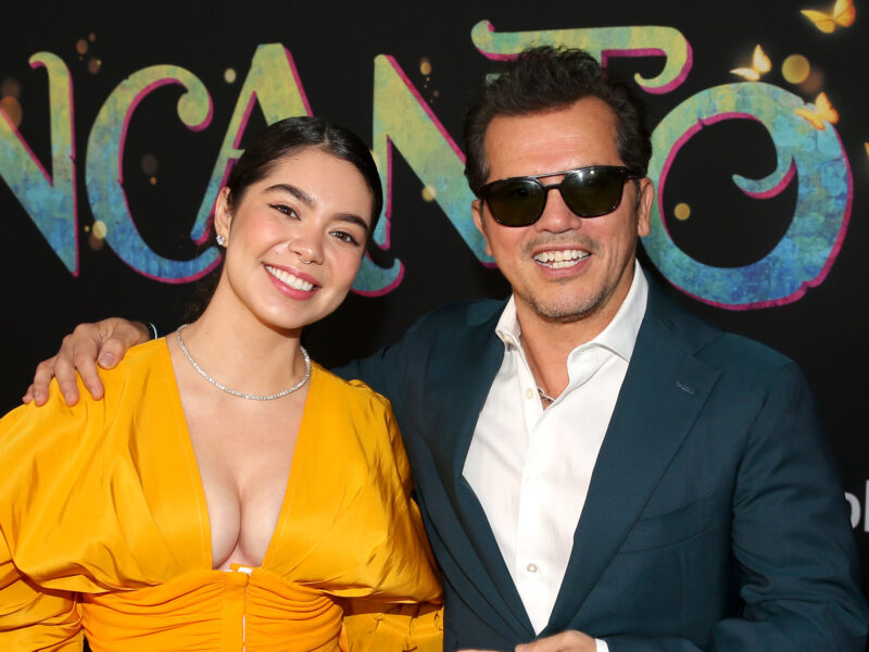 LOS ANGELES, CALIFORNIA - NOVEMBER 03: (L-R) Auli'i Cravalho and John Leguizamo attend the world premiere of Walt Disney Animation Studios' Encanto at El Capitan Theatre in Hollywood, California on November 03, 2021. (Photo by Jesse Grant/Getty Images for Disney)