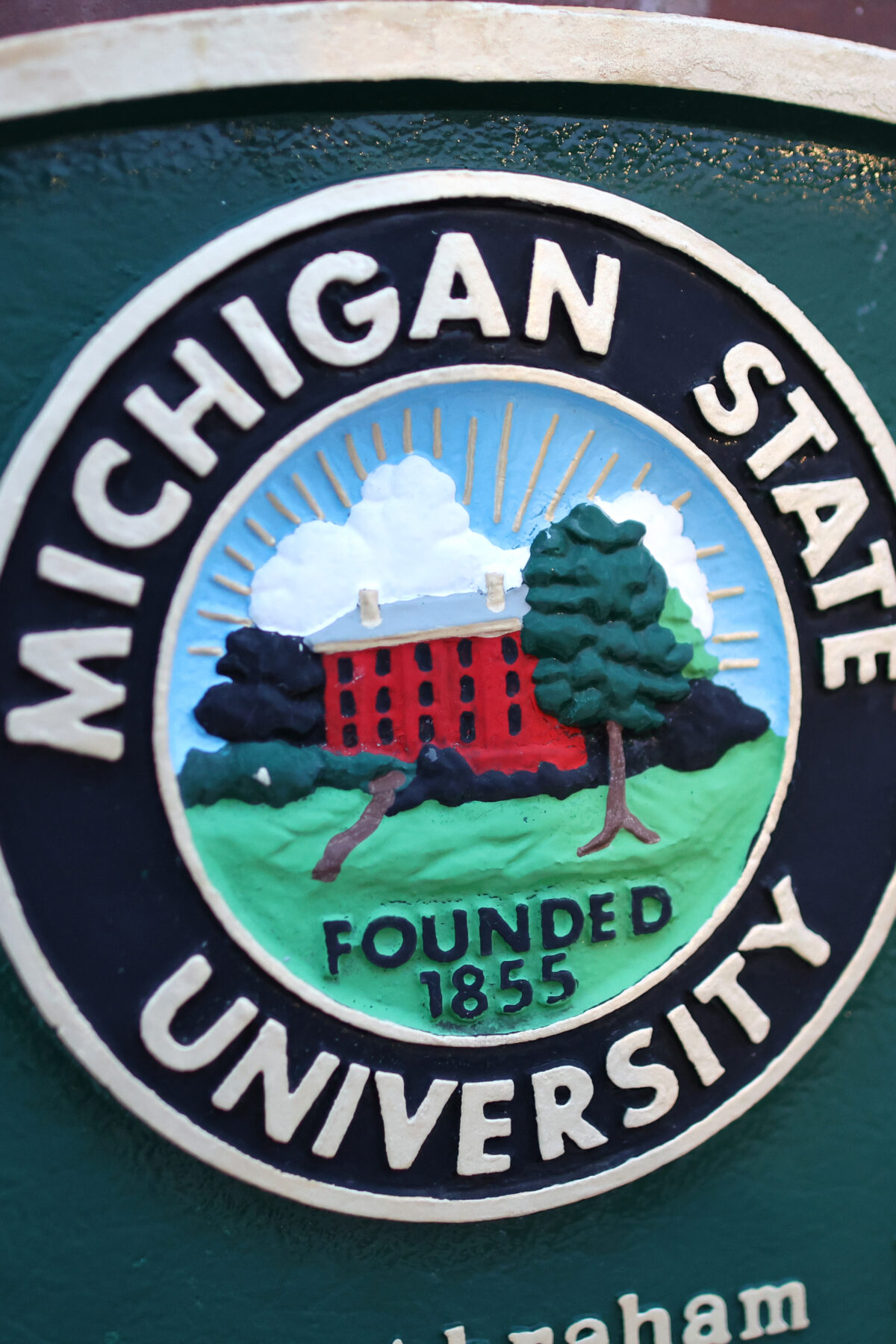 EAST LANSING, MICHIGAN - FEBRUARY 14: A Michigan State University ( MSU ) sign is shown on campus on February 14, 2023 in East Lansing, Michigan. A gunman opened at two locations on the campus last night, killing three students and injuring several others before taking his own life. (Photo by Scott Olson/Getty Images)