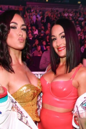 Brie Bella and Nikki Bella at the Fourth Edition of the Bud Light Super Bowl Music Fest presented by On Location held at Footprint Center on February 11, 2023 in Phoenix, Arizona. (Photo by Christopher Polk/Penske Media via Getty Images)