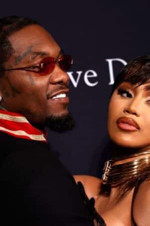 US rapper Offset (L) and US rapper Cardi B arrives for the Recording Academy and Clive Davis pre-Grammy gala at the Beverly Hilton hotel in Beverly Hills, California on February 4, 2023. (Photo by Michael TRAN / AFP) (Photo by MICHAEL TRAN/AFP via Getty Images)