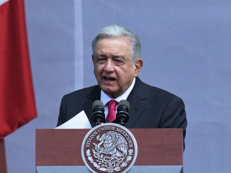 Mexican President Andres Manuel Lopez Obrador delivers a speech after a demonstration following the president's call for the 85th anniversary of the nationalization of oil in the middle of a controversy on electoral reform at the Zocalo square in Mexico City on March 18, 2023. (Photo by RODRIGO ARANGUA / AFP) (Photo by RODRIGO ARANGUA/AFP via Getty Images)_Mexico's President