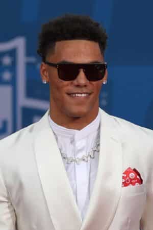 KANSAS CITY, MO - APRIL 27: Oregon cornerback Christian Gonzalez during the NFL Draft Red Carpet event on April 27, 2023 at Union Station in Kansas City, MO. (Photo by Scott Winters/Icon Sportswire via Getty Images)