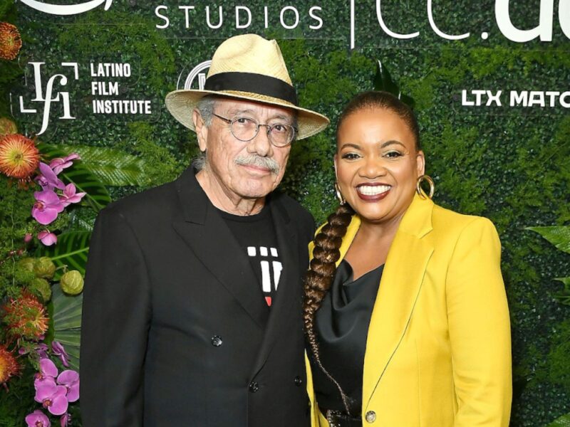 Edward James Olmos and Latasha Gillespie attend Amazon Studies and Latin Film Institute event celebrating Latino heritage & culture at NeueHouse Hollywood on October 03, 2022 in Hollywood, California in collaboration with LALIFF