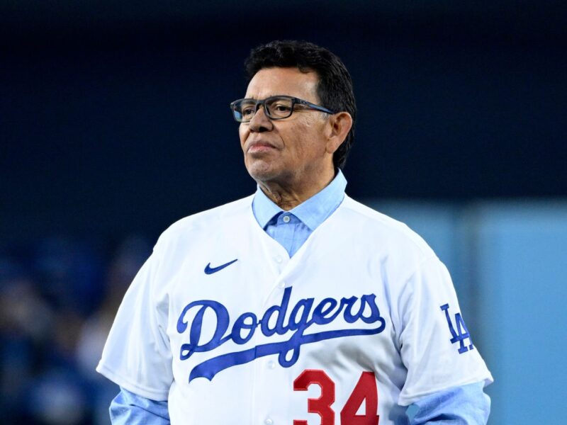 Los Angeles, CA - March 30: Fernando Valenzuela during Opening Day ceremonies prior to a baseball game between the Los Angeles Dodgers and the Arizona Diamondbacks at Dodger Stadium in Los Angeles on Thursday, March 30, 2023. (Photo by Keith Birmingham/MediaNews Group/Pasadena Star-News via Getty Images)