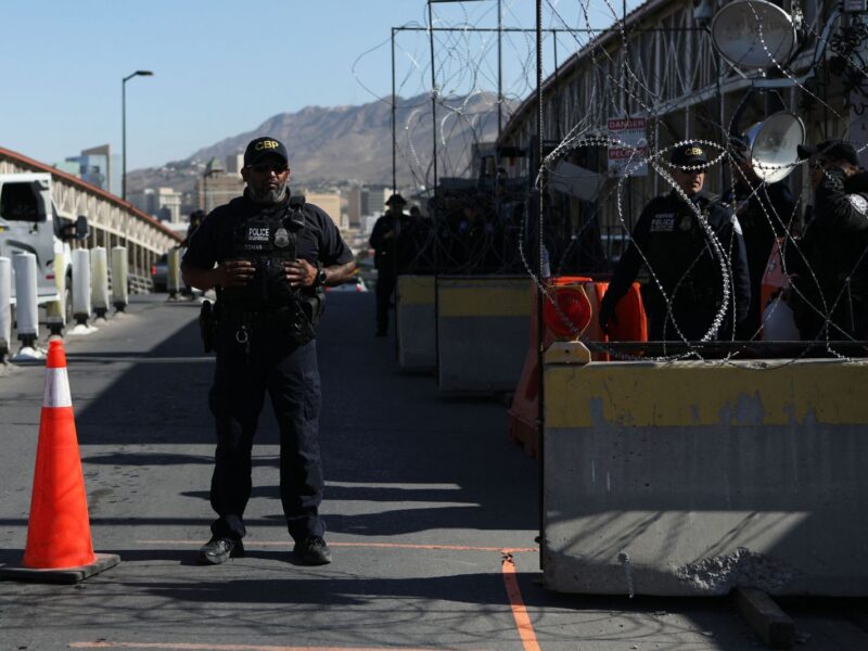 US Customs and Border Protection agents guard the Paso del Norte - Santa Fe International Bridge in Ciudad Juarez, Chihuahua state, Mexico that connects to El Paso, Texas on May 12, 2023. The United States bolted tough new immigration policies into place Friday, setting up an uncertain future for desperate migrants reaching its southern border as a top official expressed confidence the system will hold. Tens of thousands of people were expected to try to cross into the United States in coming days after it lifted pandemic-era rules, hoping to escape the poverty and criminal gangs wracking their own countries in what the United Nations called an 