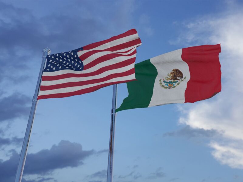 United States of America and Mexico National Flags - 3D Illustration Stock Footage - stock photo