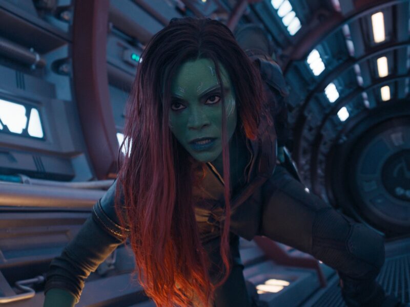 Zoe Saldana as Gamora in Marvel Studios' Guardians of the Galaxy Vol. 3. Photo courtesy of Marvel Studios. © 2023 MARVEL.