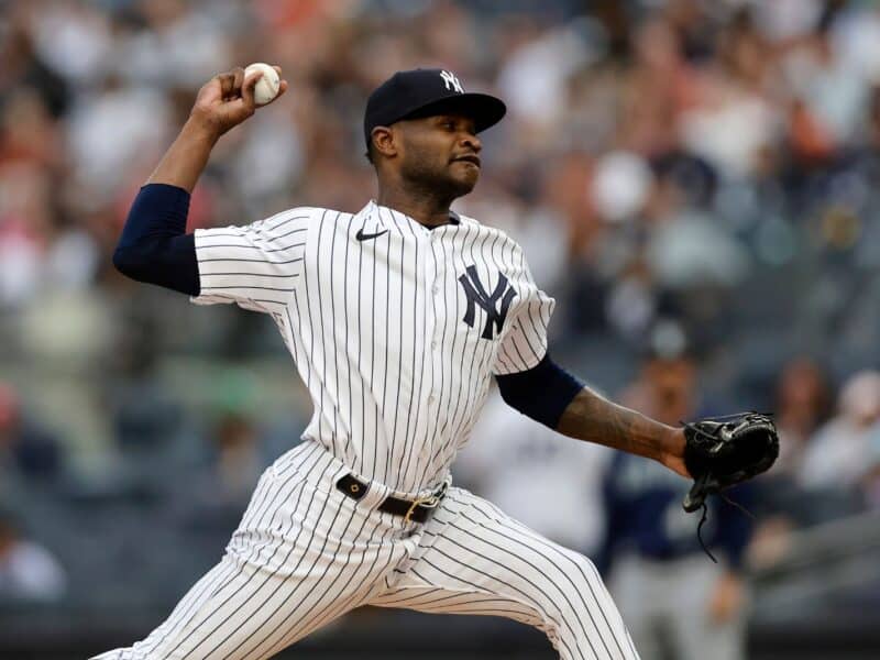 NEW YORK, NEW YORK - JUNE 22: Domingo German #0 of the New York Yankees in action against the Seattle Mariners at Yankee Stadium on June 22, 2023 in the Bronx borough of New York City. The Mariners defeated the Yankees 10-2. (Photo by Jim McIsaac/Getty Images)