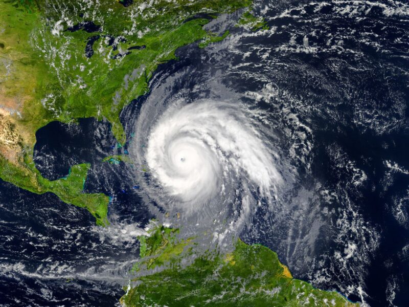 Tropical hurricane approaching the USA.Elements of this image are furnished by NASA. - stock photo