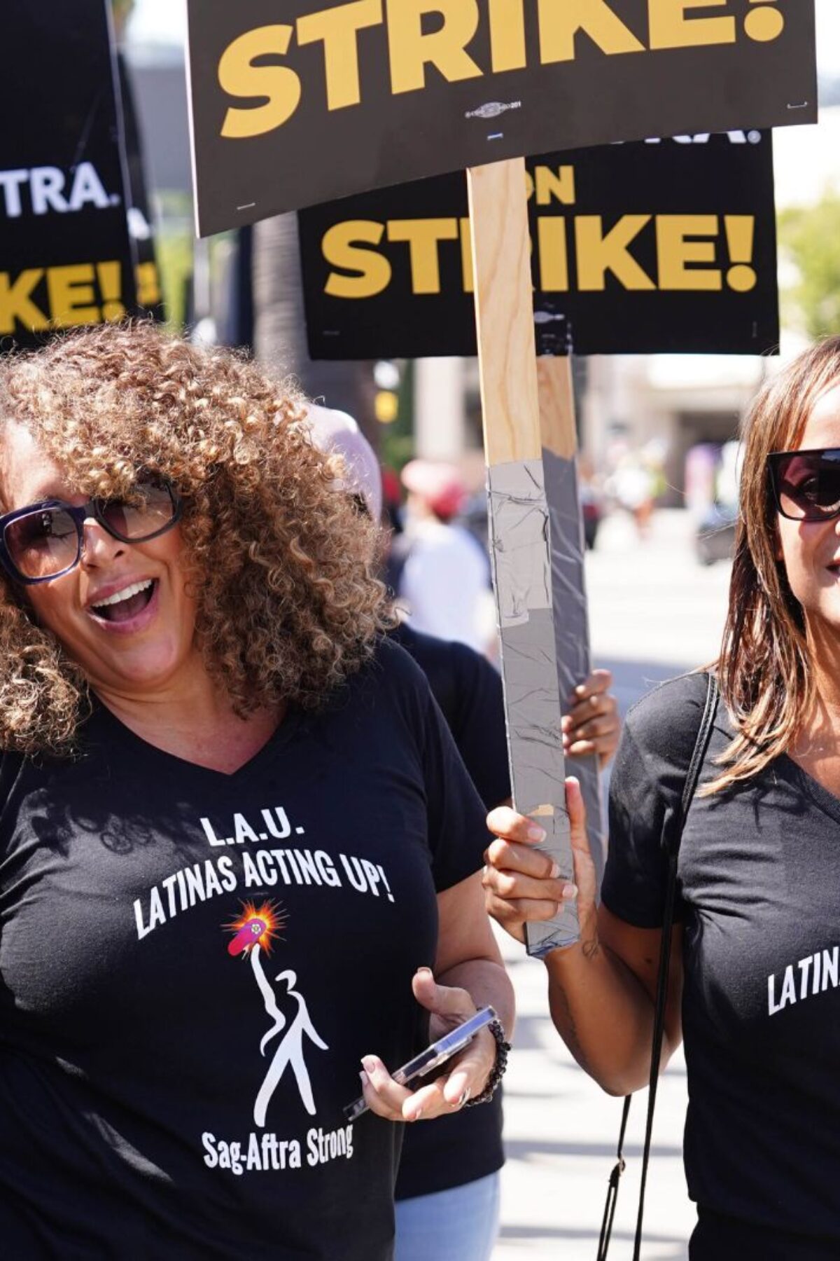 LOS ANGELES, CA - JULY 21: Diana Maria Riva walks the picket line in support of the SAG-AFTRA and WGA strike on July 21, 2023 in Los Angeles, California. (Photo by Hollywood To You/Star Max/GC Images)