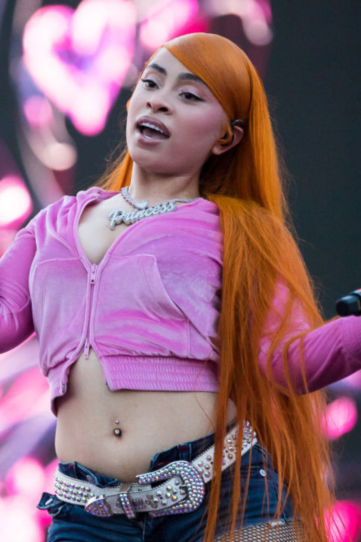 MIAMI GARDENS, FLORIDA - JULY 21: American rapper Ice Spice performs onstage during day one of Rolling Loud Miami at Hard Rock Stadium on July 21, 2023 in Miami Gardens, Florida. (Photo by Jason Koerner/Getty Images)