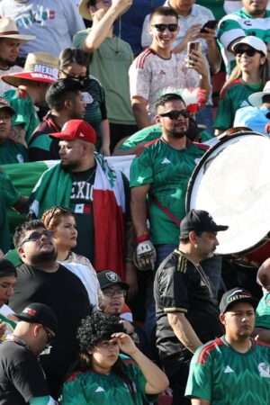 SANTA CLARA, CALIFORNIA - JULY 2: Fans of Mexico attend the match between Mexico and Qatar as part of the 2023 CONCACAF Gold Cup at Levi's Stadium on July 2, 2023 in Santa Clara, California. (Photo by Omar Vega/Getty Images)