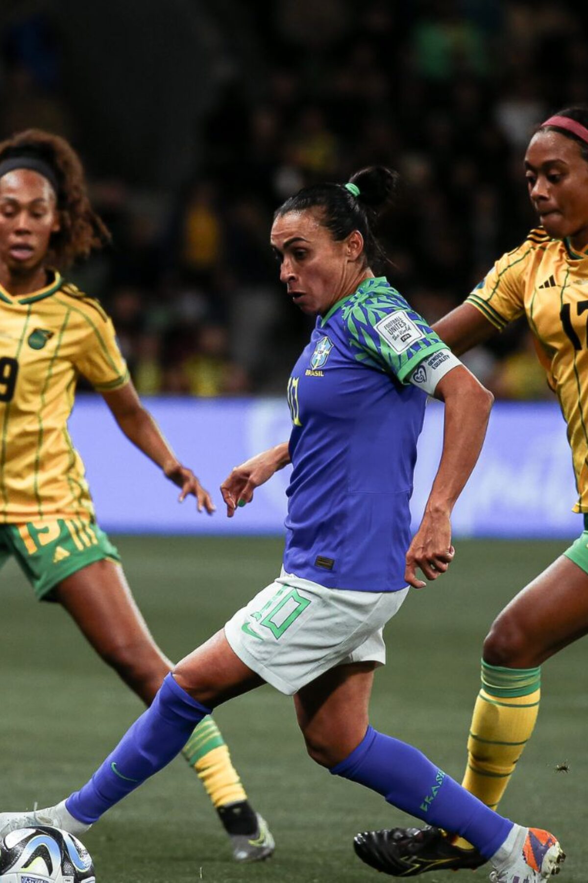 MELBOURNE, AUSTRALIA - AUGUST 2: Marta of Brazil controls the ball during the FIFA Women's World Cup Australia & New Zealand 2023 Group F match between Jamaica and Brazil at Melbourne Rectangular Stadium on August 2, 2023 in Melbourne, Australia. (Photo by Andrew Wiseman / DeFodi Images via Getty Images)