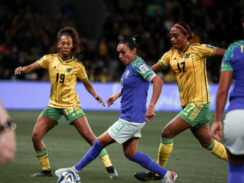 MELBOURNE, AUSTRALIA - AUGUST 2: Marta of Brazil controls the ball during the FIFA Women's World Cup Australia & New Zealand 2023 Group F match between Jamaica and Brazil at Melbourne Rectangular Stadium on August 2, 2023 in Melbourne, Australia. (Photo by Andrew Wiseman / DeFodi Images via Getty Images)
